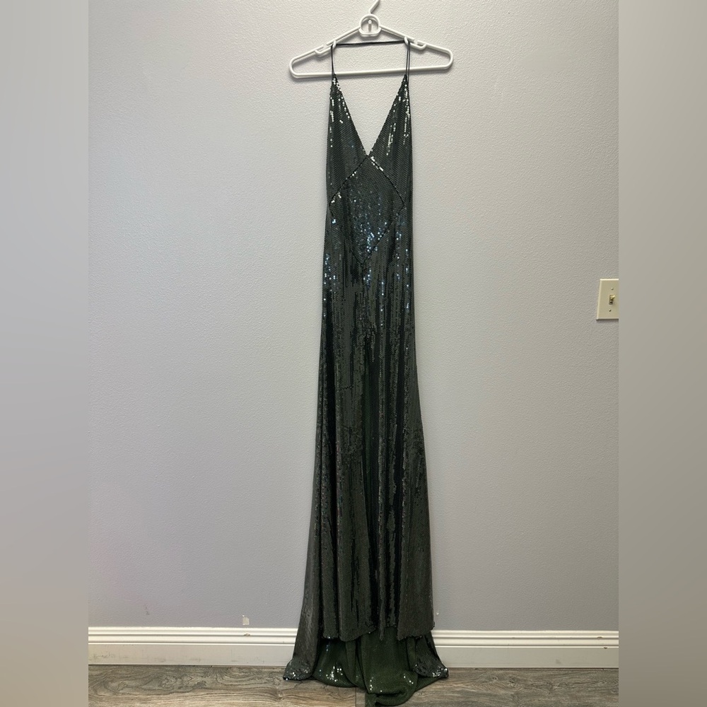 Alex Perry Sparkling Dark Green Maxi Dress